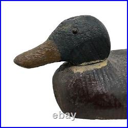 VTG Wood Mallard Duck Decoy Marked Victor Movable Head Glass Eyes