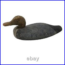 VTG Wooden Hand Carved Duck Decoy Blue Rigid Head