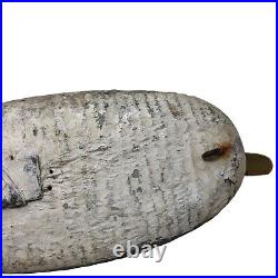 VTG Wooden Hand Carved Duck Decoy Blue Rigid Head