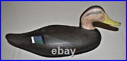 Vincenti 1993 Signed Duck Decoy Vintage Collect Black Duck Solid Wood Carving