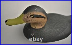Vincenti 1993 Signed Duck Decoy Vintage Collect Black Duck Solid Wood Carving