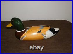 Vintage 14 Long Handcrafted Painted Wood Mallard Duck Decoy