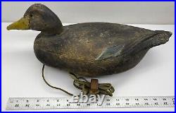 Vintage 1950's Wooden Duck Decoy Hand Crafted Carved 18 Glass Eyes Mallard Hen