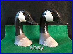 Vintage 1970s Cast Iron Canadian Geese Book Ends Decoys Branded HJ Harry Jobes