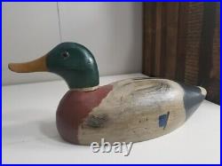Vintage 1979 Mallard 14 Duck Decoy Signed By Ron Fisher Glass Eyes Solid Body