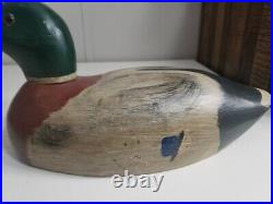 Vintage 1979 Mallard 14 Duck Decoy Signed By Ron Fisher Glass Eyes Solid Body