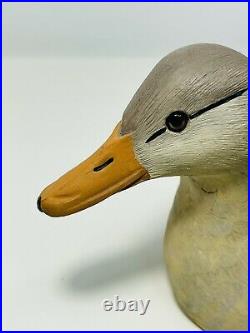 Vintage 1991 Wood Heavily Carved Duck Decoy Hand Painted Signed B Hayes