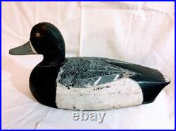 Vintage American Hand-Carved Wooden Painted Bluebill Duck Decoy, prob. 1930-50s
