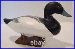 Vintage Bob Jobes Duck Decoy Wood Havre De Grace MD Signed Lesser Scaup White