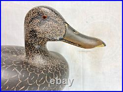 Vintage CHINCOTEAGUE VA DUCK DECOY with Glass Eyes & Ice Groove