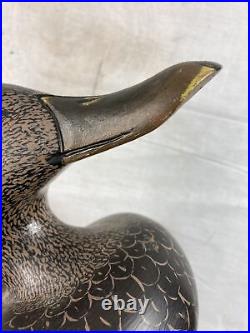 Vintage CHINCOTEAGUE VA DUCK DECOY with Glass Eyes & Ice Groove