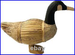 Vintage Canadian Goose Decoys, Wood, Reed & Straw, Made In The Philippines #7673