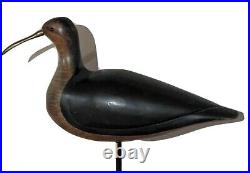 Vintage Carved Wood Curlew Shorebird Duck Decoy With Glass Eyes