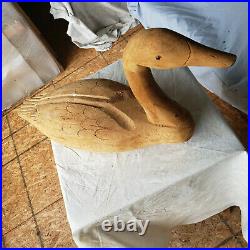 Vintage Carved Wood Duck Decoy 13 x 23 inches