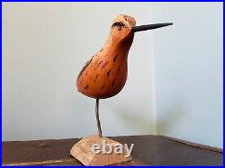 Vintage Carved Wood Shore Bird Decoy Dowitcher by Jim & Pat Slack Folk Art