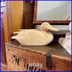 Vintage Carved Wood Unpainted Duck Mallard Decoy Wooden Raw DIY Paint Yourself