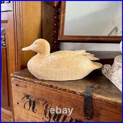 Vintage Carved Wood Unpainted Duck Mallard Decoy Wooden Raw DIY Paint Yourself