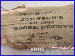 Vintage Dozen Johnson Goose Decoys, Plus