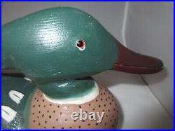 Vintage Drake & Hen Glass Eye Wood Duck Decoys Signed George Porter WI