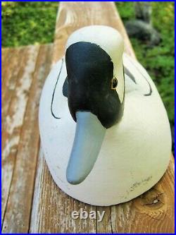 Vintage Duck Decoy Bufflehead Drake Turned Head Glass Eyes
