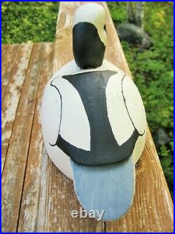 Vintage Duck Decoy Bufflehead Drake Turned Head Glass Eyes