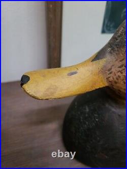 Vintage Duck Decoy Hand Carved Wooden Decoy American Black Duck 20th Century