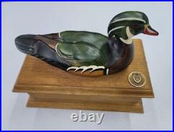 Vintage Ducks Unlimited Drake Wood Duck Decoy Box With Inlaid DU Medallion
