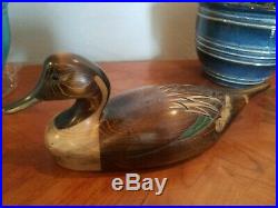 Vintage Ducks Unlimited Hand Carved Wooden Pintail Decoy signed Tom Taber