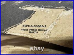 Vintage Dupe-A-Goose-R Dunster Sporting Goods Goose Decoy