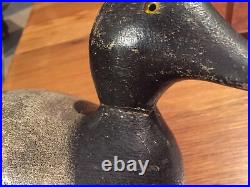 Vintage Evans BlueBill Drake Duck Decoy Original Paint And Stamped Evans Decoy