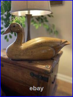 Vintage Extra Large DUCK Swan DECOY Hand Carved Hollow WOOD