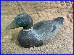 Vintage Factory Mallard Wooden Duck Decoy with Weight