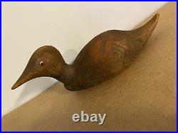 Vintage Folk Art Hand Carved Wood Duck Decoy signed John Violette