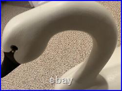 Vintage Full Size Hand Carved Swan Decoy Leonard Lipham JR. 35x12x18.5