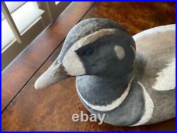 Vintage HARLEQUIN Wooden Duck Decoy Glass eyes Hand carved, hand painted