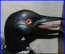 Vintage Hand Carved, Painted & Signed Canada Wood Loon Duck Decoy 16 VT4700