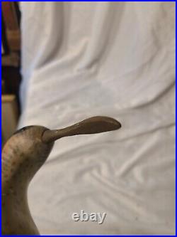 Vintage Hand Carved Wood Shore Bird, Signed J. Weaver, hand crafted metal beak