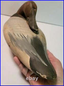 Vintage Hand Crafted Wooden Preening Duck Decoy Lead Weighted Estate Find