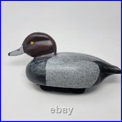 Vintage Hand-carved Wood Drake Redhead Duck Decoy Signed AC1284