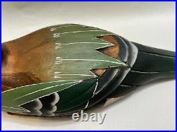Vintage Handcarved & Painted Wooden Duck Decoy, Signed, 19 Long, 8 1/2 High