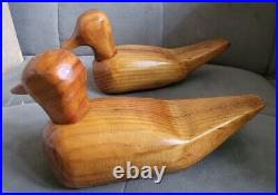 Vintage Handmade Duck Decoy Folk Art Solid Wood Full Size PAIR