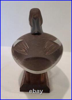 Vintage Jim Pierce Duck Decoy Wood Havre De Grace MD Signed Hen Bufflehead Brown