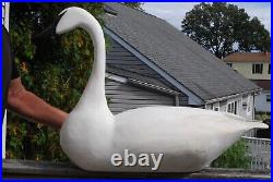 Vintage LARGE Hand Carved Wooden White Swan Decoy J. G. Jimmy Garrett N. C