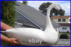 Vintage LARGE Hand Carved Wooden White Swan Decoy J. G. Jimmy Garrett N. C