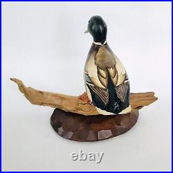 Vintage Mallard Drake Duck Decoy Hand Carved Painted Carving Standing Driftwood