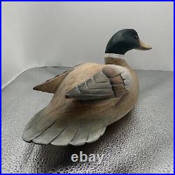 Vintage Mallard Drake Duck Decoy Hand Carved Wooden 10 Gift