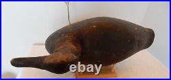 Vintage New Jersey Hollow Carved High Head Black Duck Wood Decoy