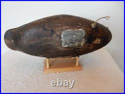 Vintage New Jersey Hollow Carved High Head Black Duck Wood Decoy