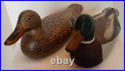 Vintage Pair Duck Decoys Cliff Reinsager Muscatine Iowa Signed 1982 & 1983