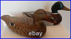 Vintage Pair Duck Decoys Cliff Reinsager Muscatine Iowa Signed 1982 & 1983
